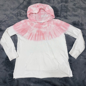 Old Navy hooded‎ sweatshirt white & pink tie dye size L (10-12)